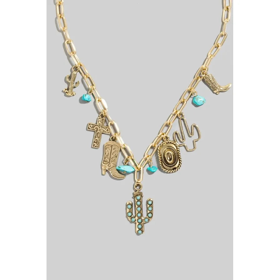 Multi Assorted Western Cowboy Charm Necklace