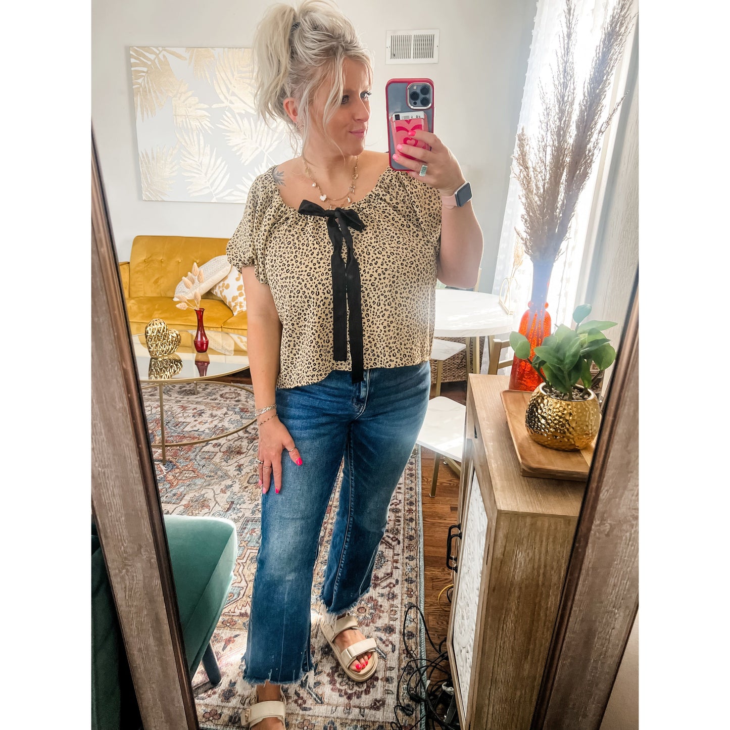 Leopard Bow Bubble Top