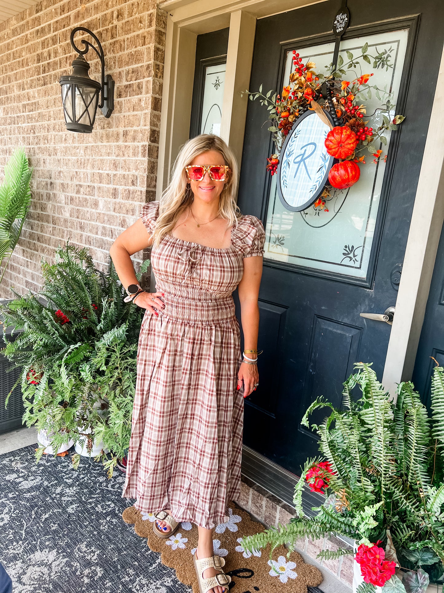 Plaid Fall Burgundy Dress