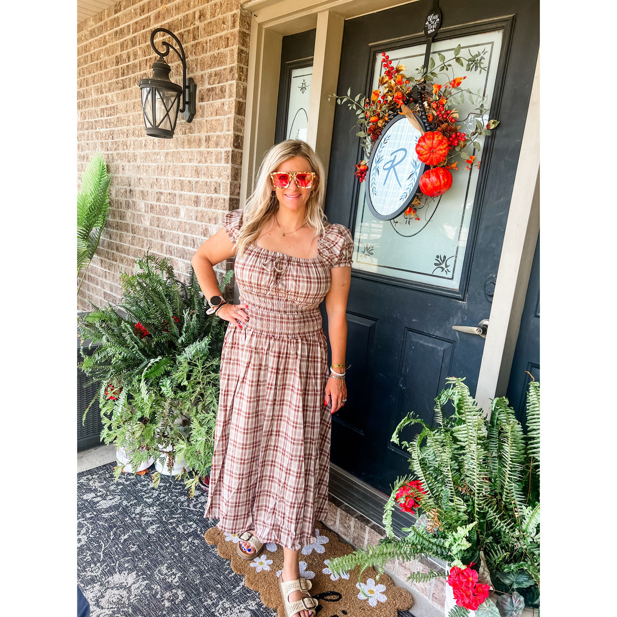 Plaid Fall Burgundy Dress