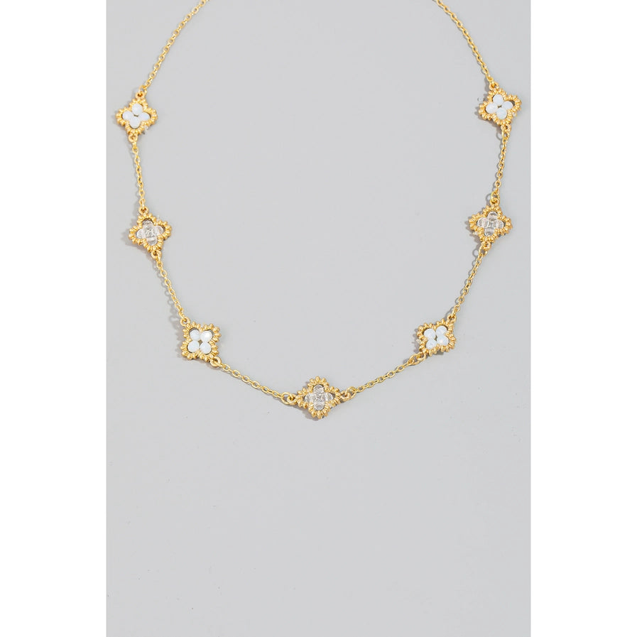 Beaded Clover Station Chain Necklace