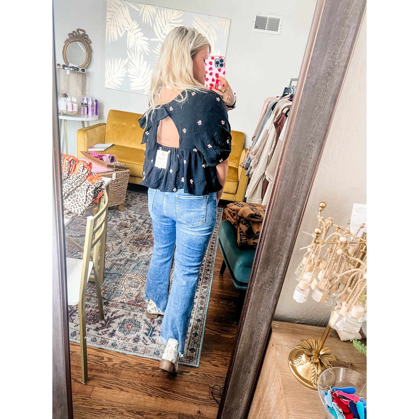 Black Floral Embroidered Top