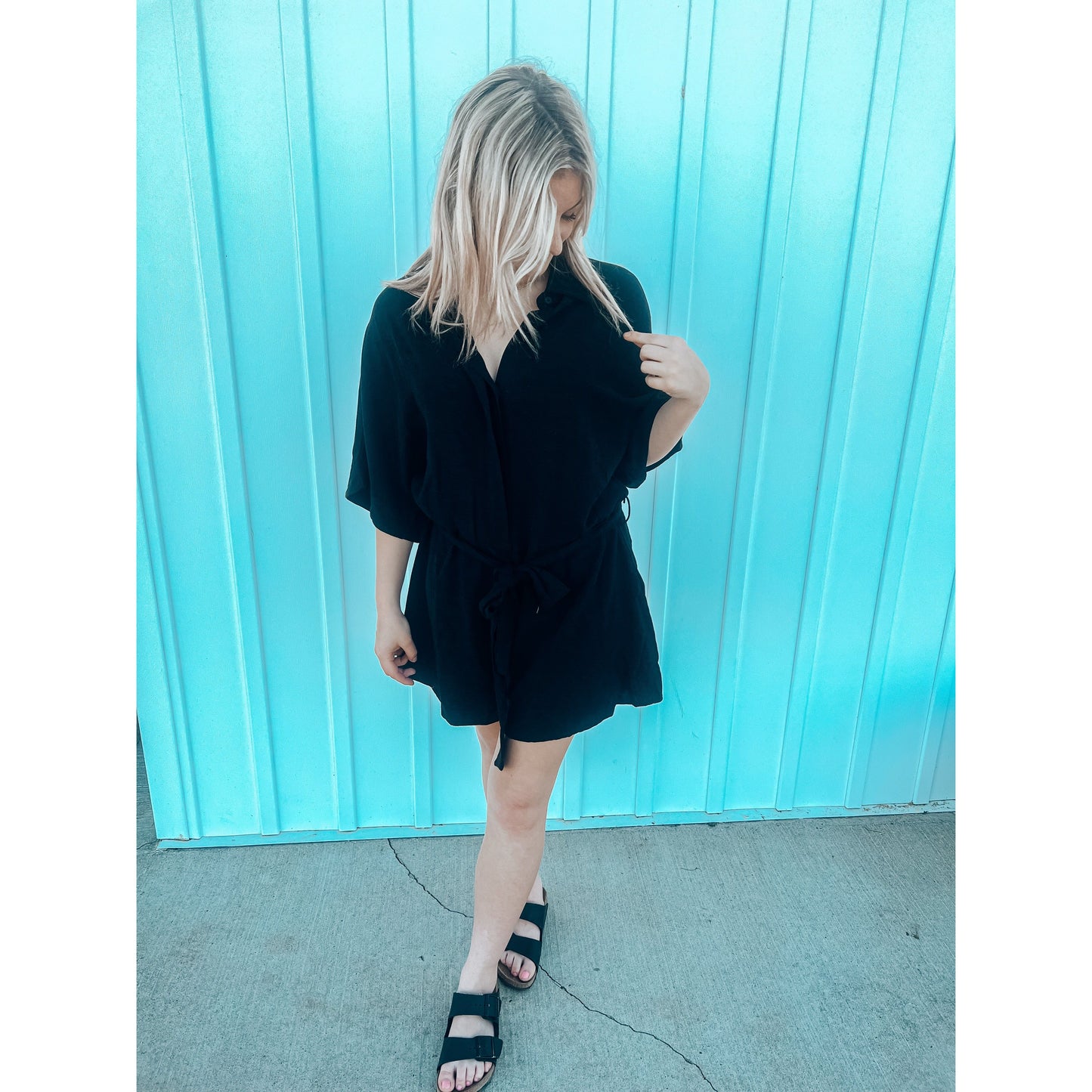 The Linen Black Romper