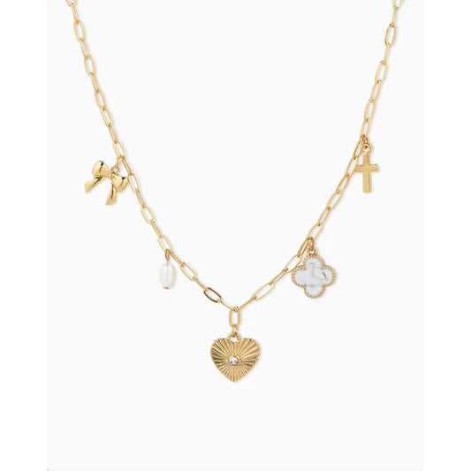 Sunburst Heart Charm Necklace