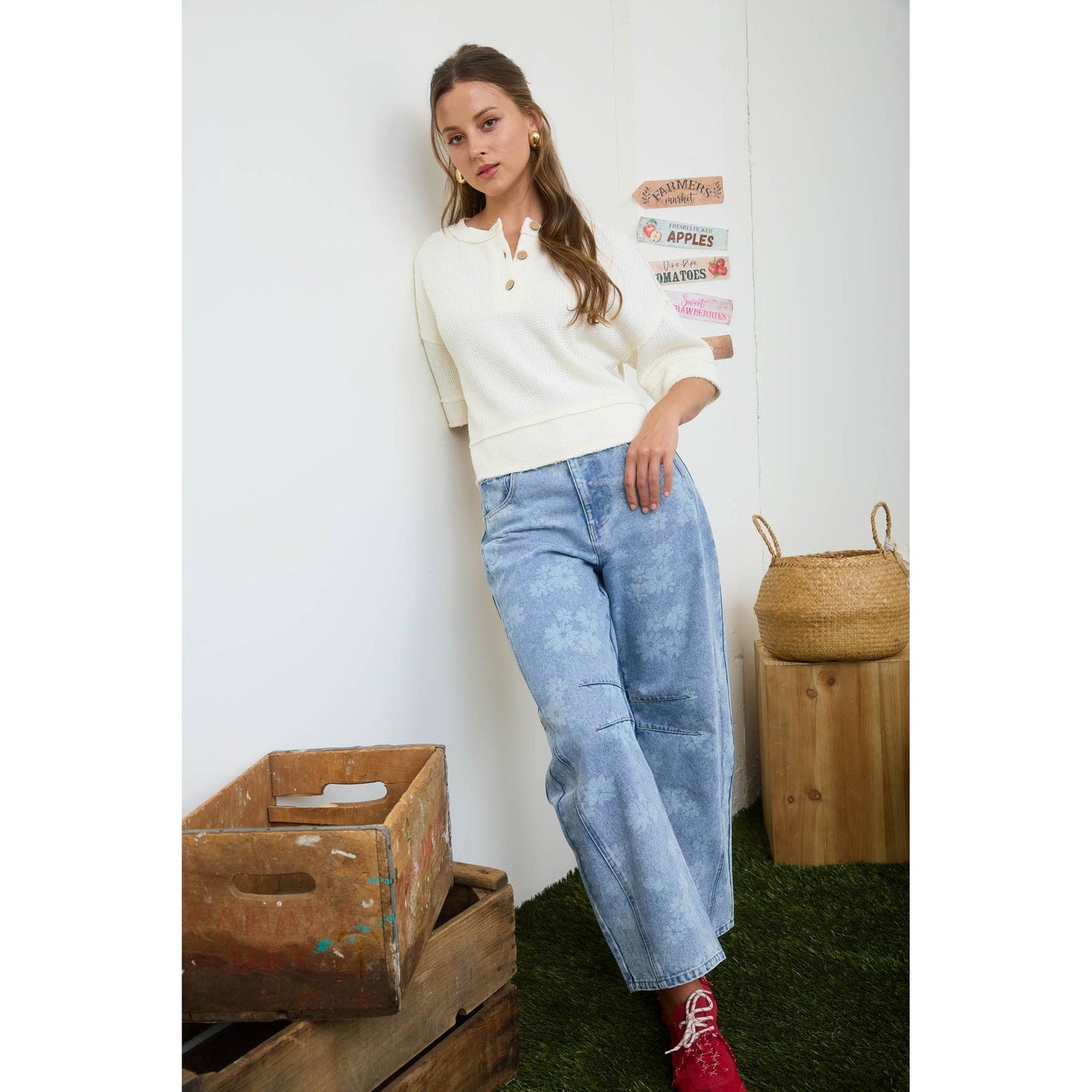Floral Washed Denim