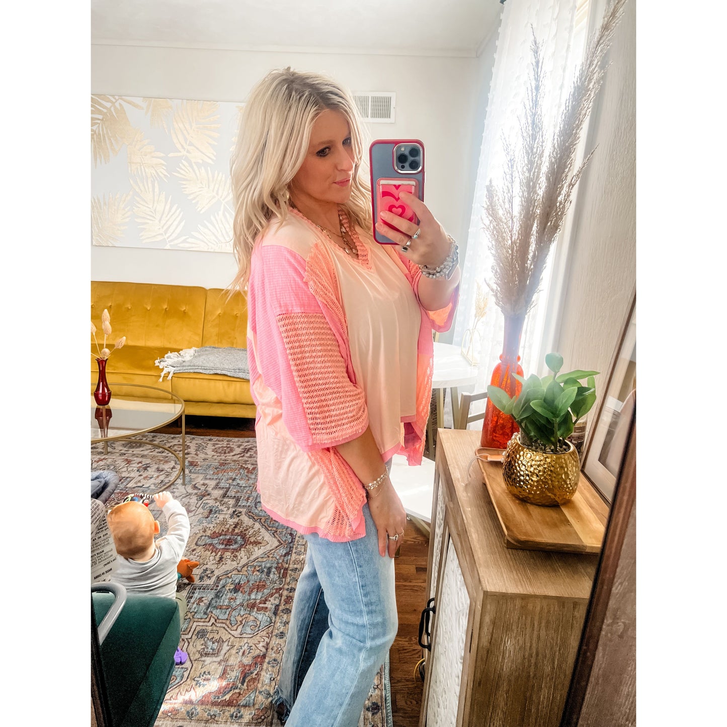 Oversized Contrast Top