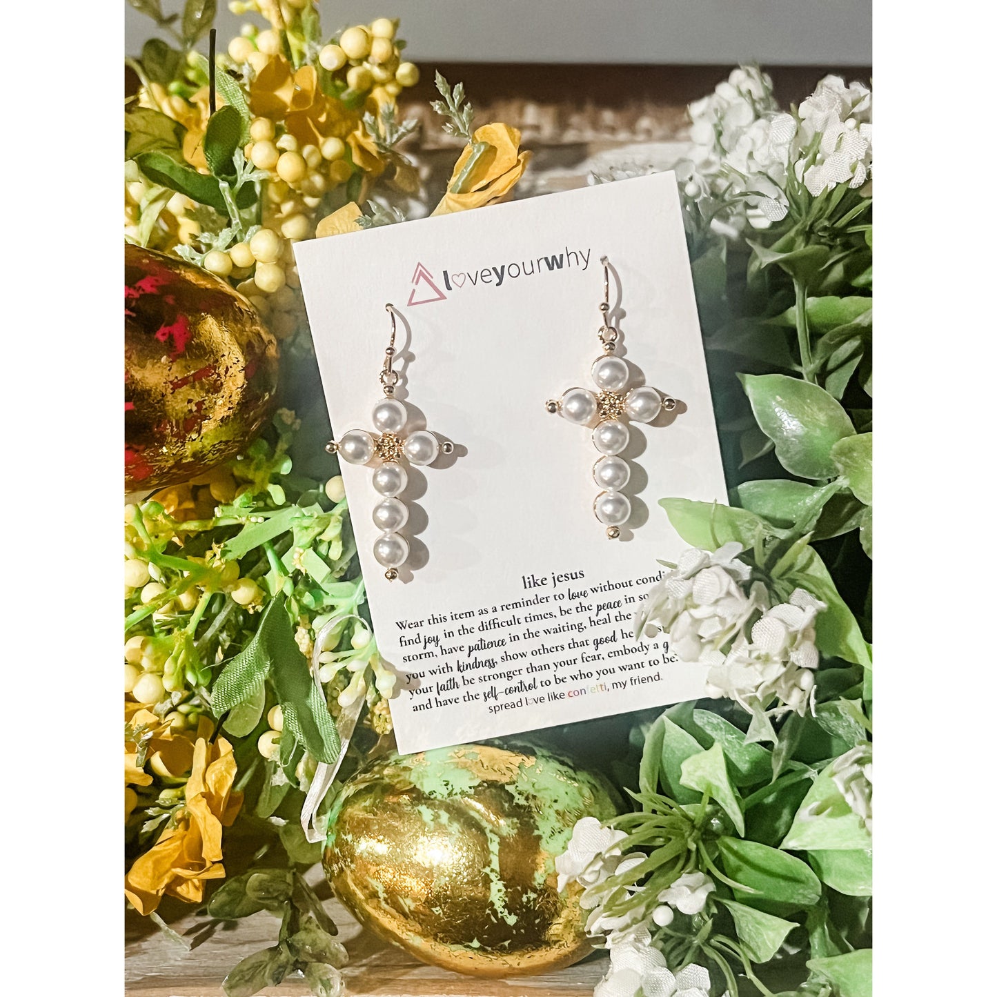 Cross Pearl Earrings