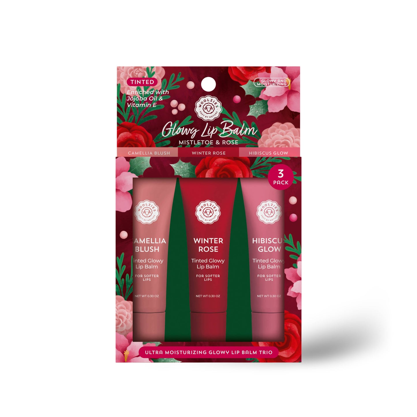 Mistletoe & Rose Glowy Lip Balm Trio