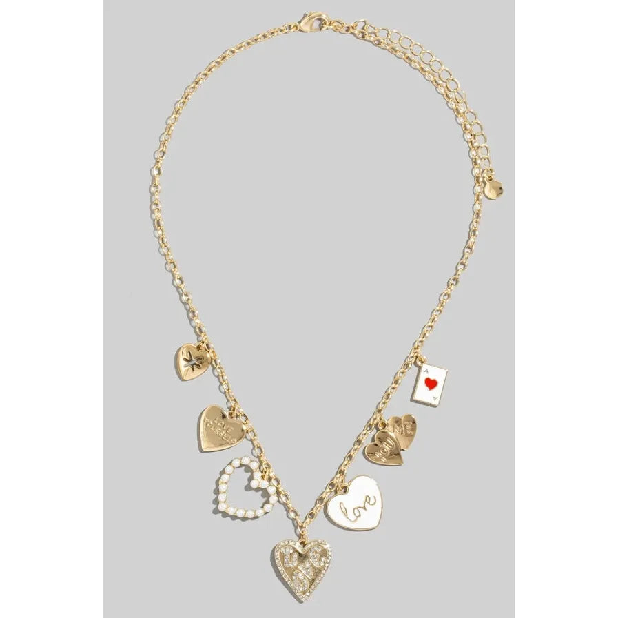 Assorted Heart Pearl Charms Necklace
