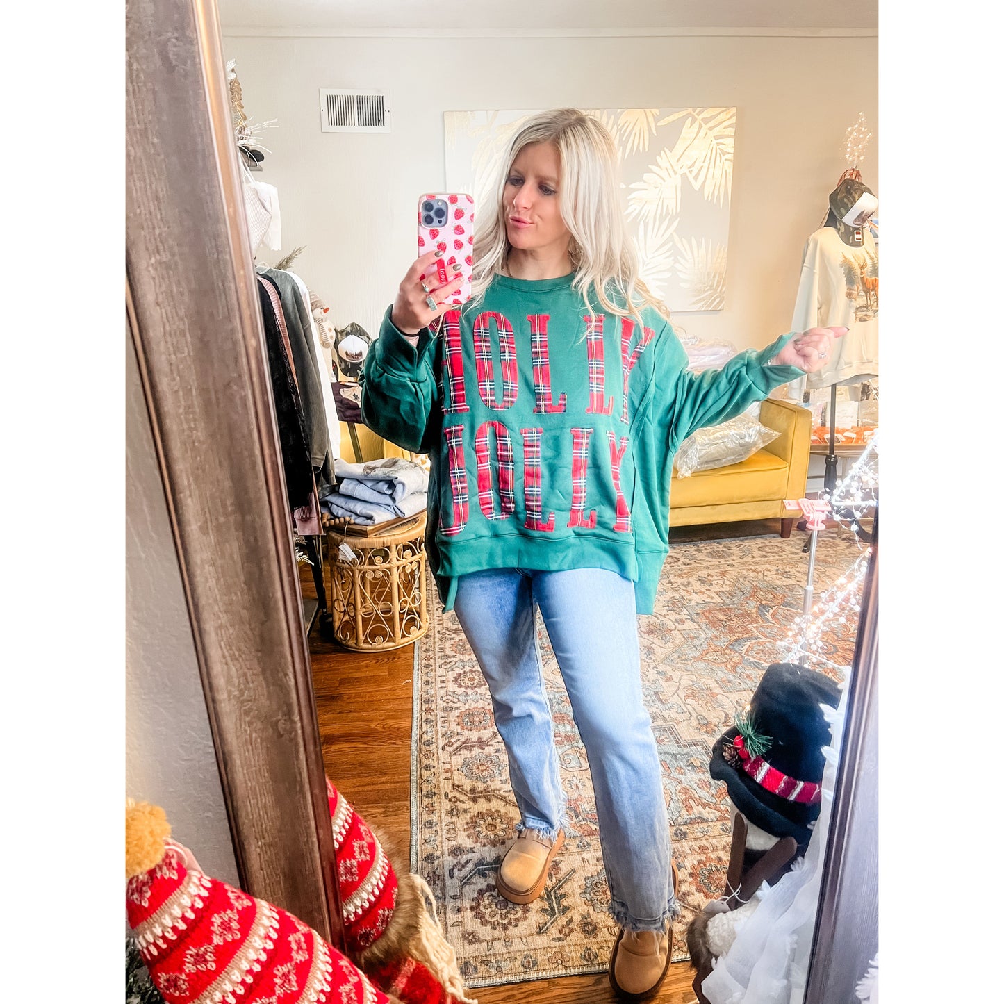 Holly Jolly Plaid Sweatshirt