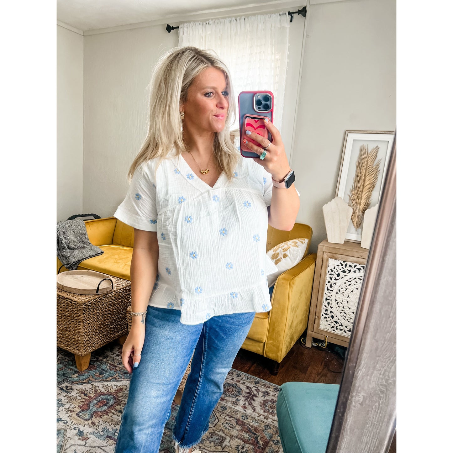 Flower Embroidered Top