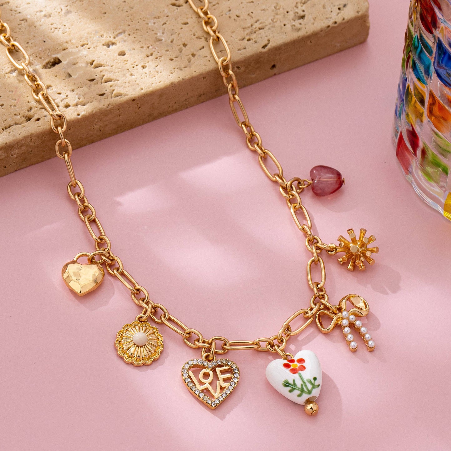 Spring Heart Charm Necklace