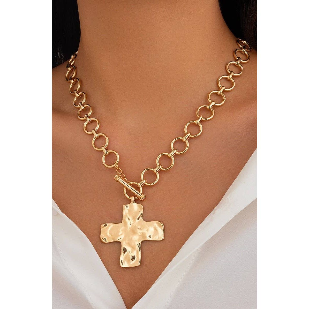 Hammered Cross Necklace