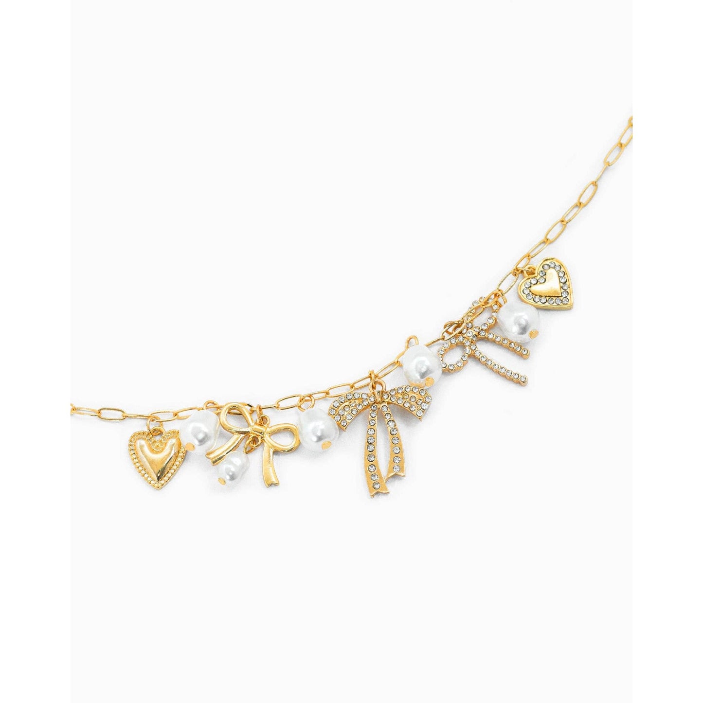 Multi Pearl Bow Charm Bracelet