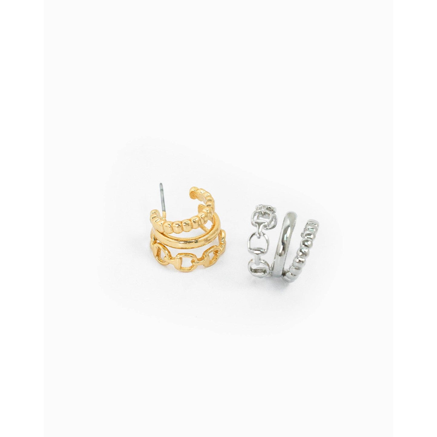 3-Line Horsebit Hoop Earrings