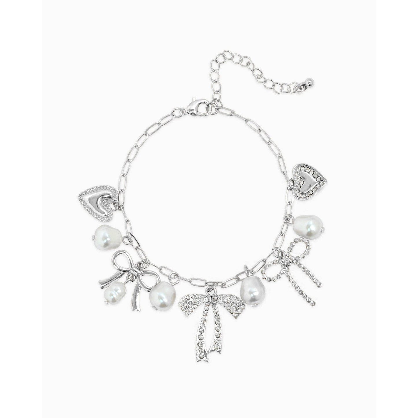 Multi Pearl Bow Charm Bracelet