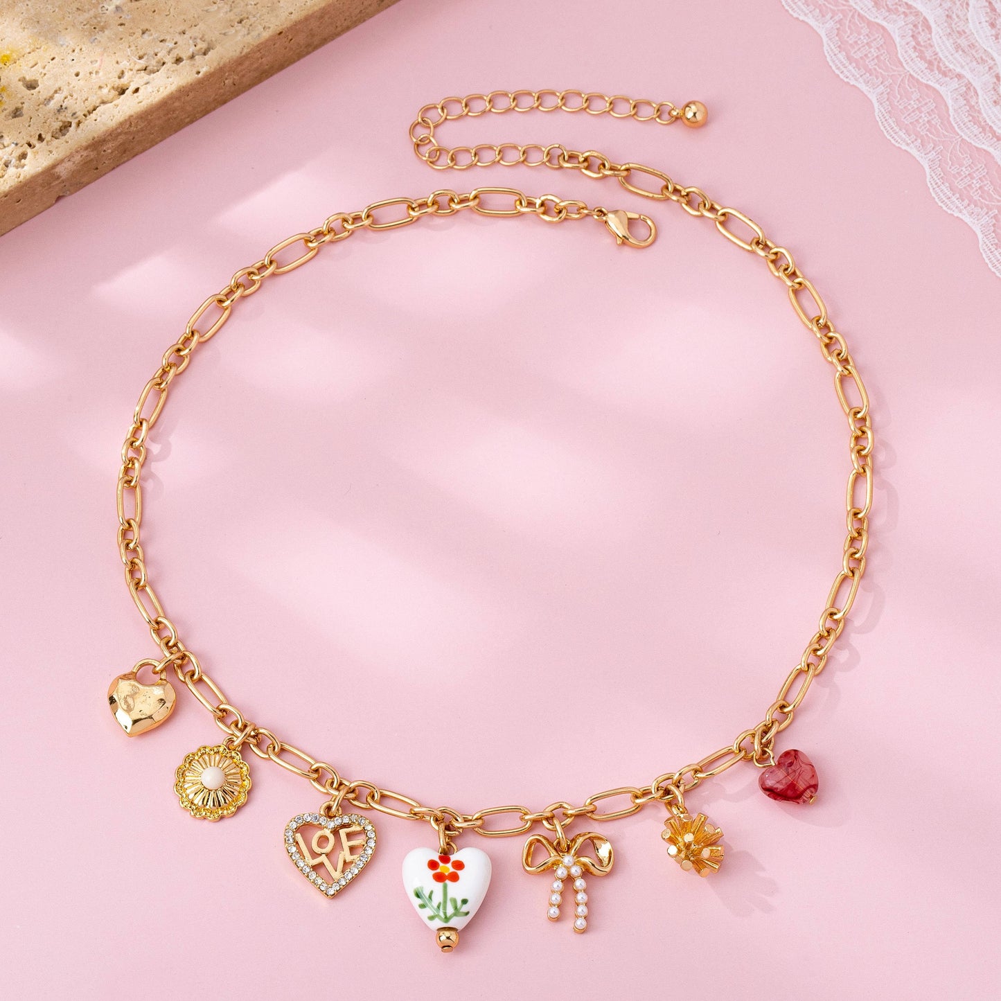 Spring Heart Charm Necklace