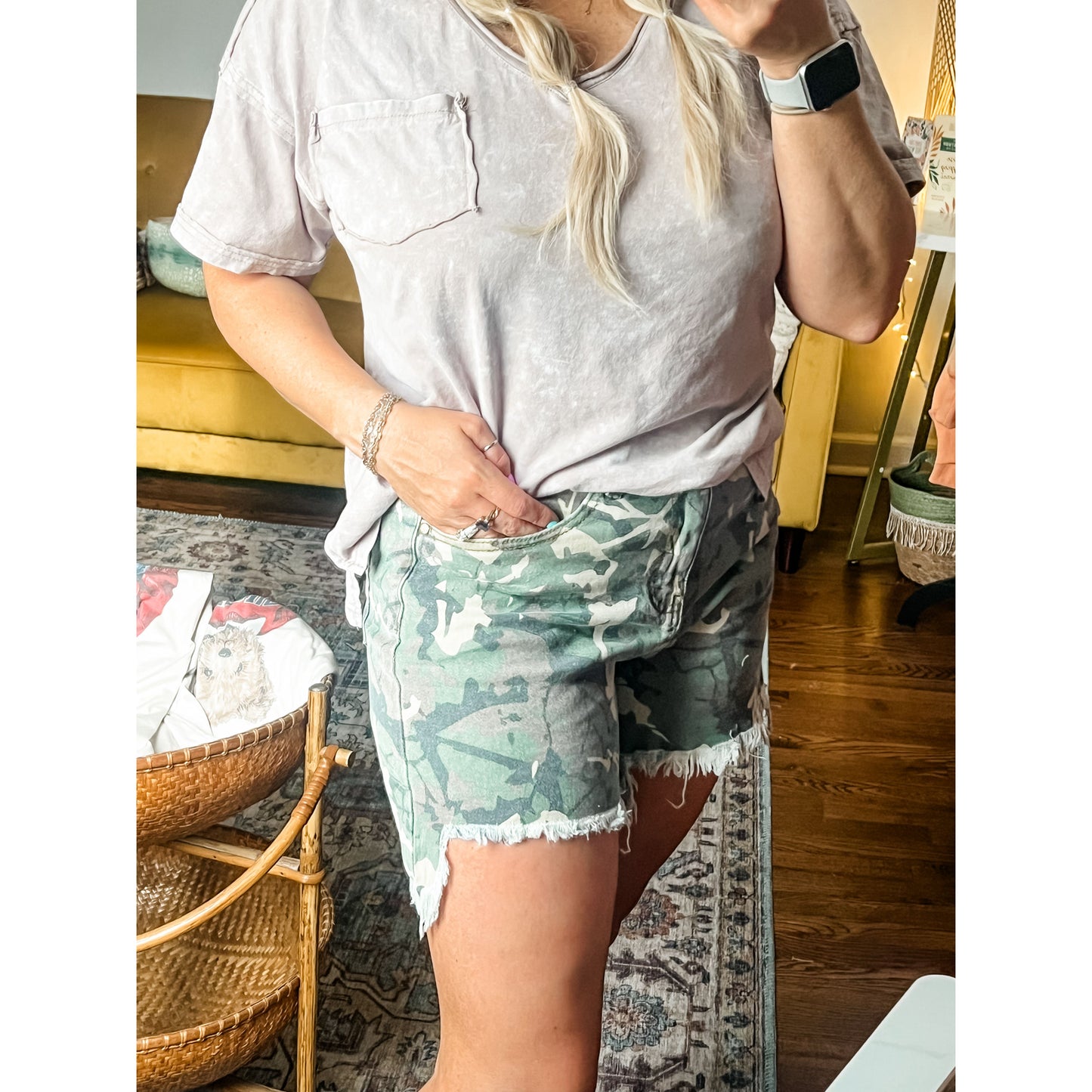 Camo Denim Shorts