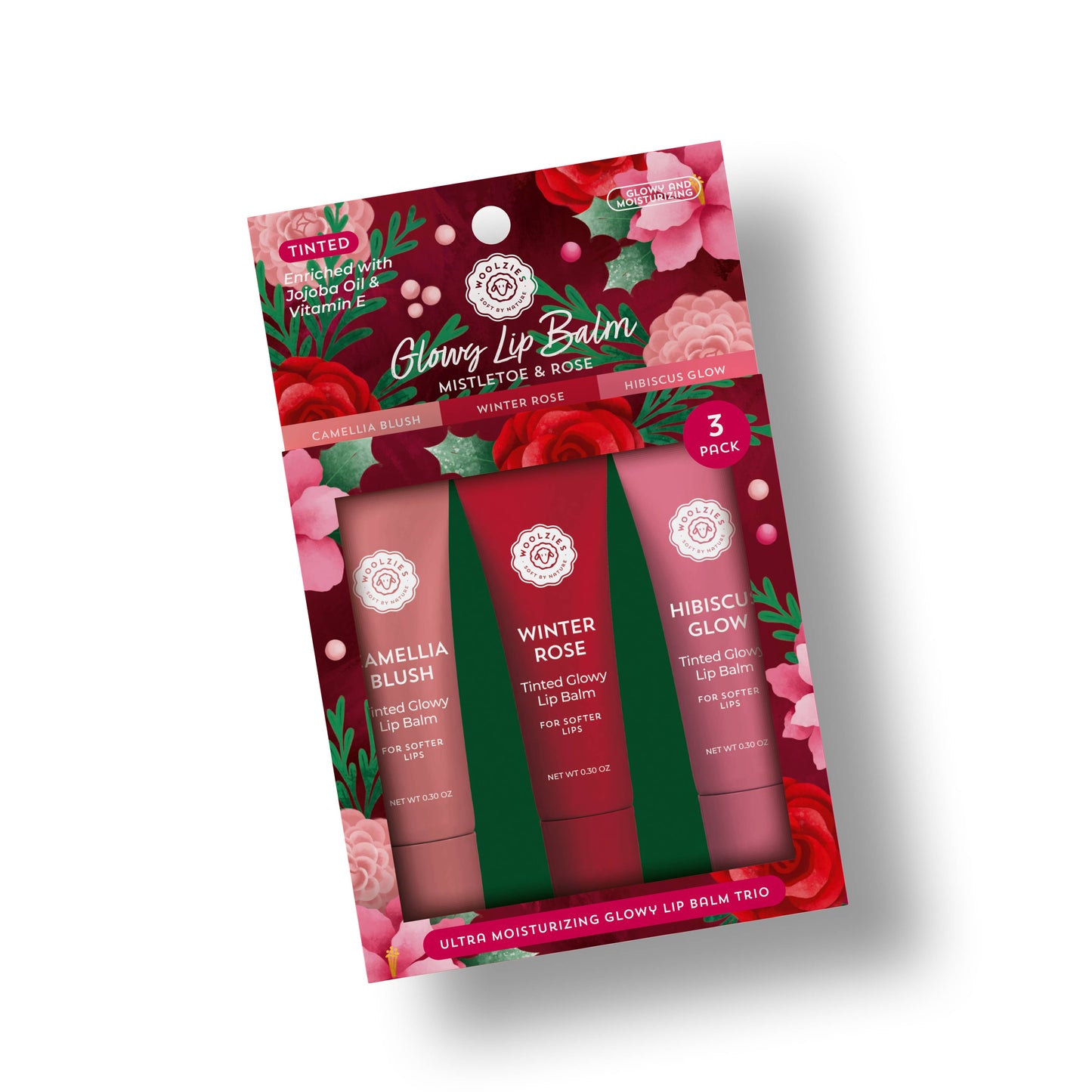 Mistletoe & Rose Glowy Lip Balm Trio