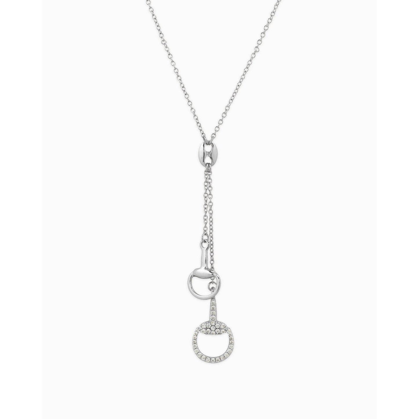 Pave Horsebit Y Drop Necklace