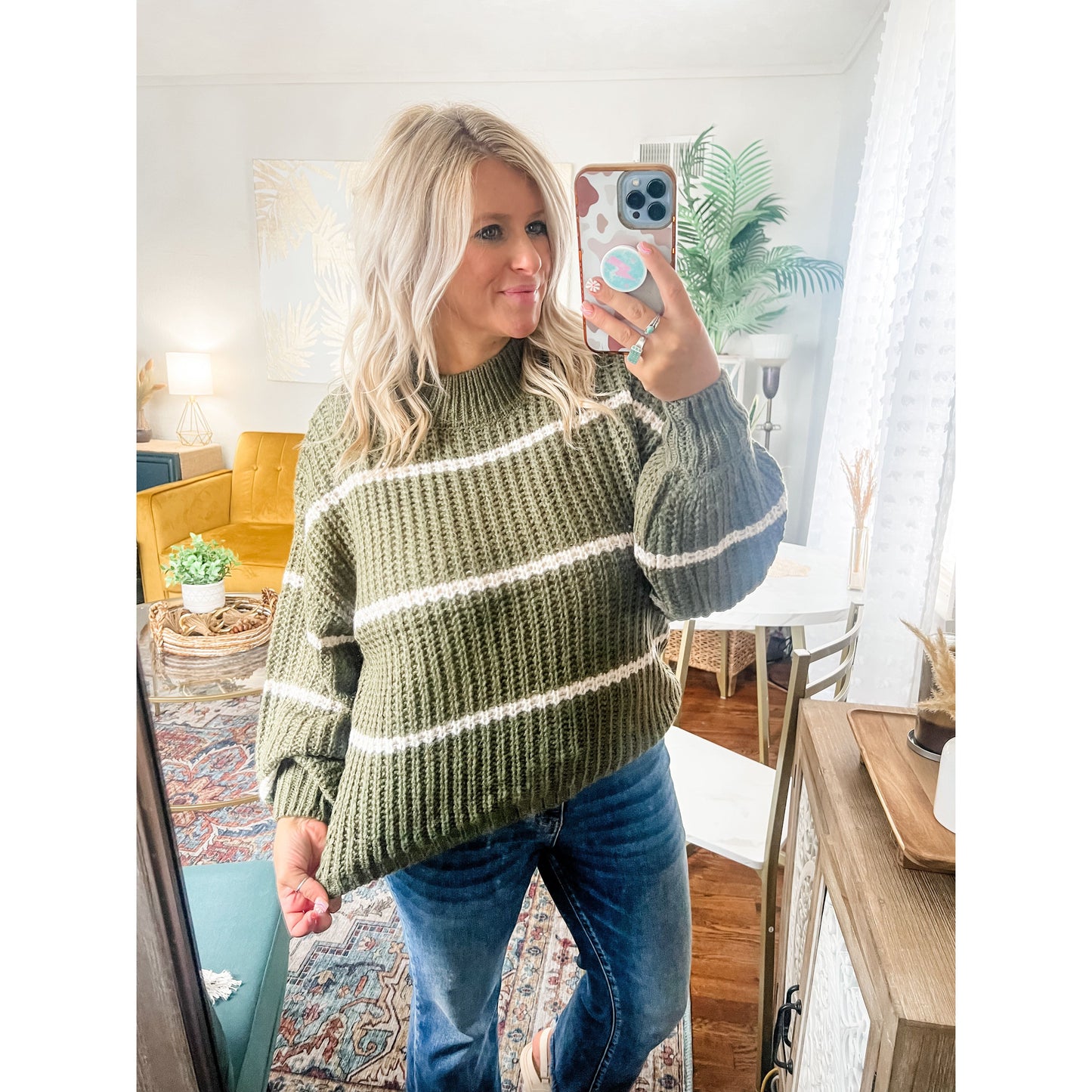 Olive Striped Sweater