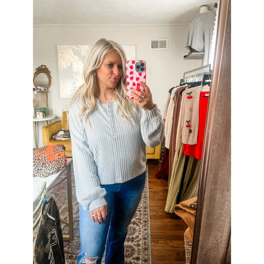 Grey Ribbed Top