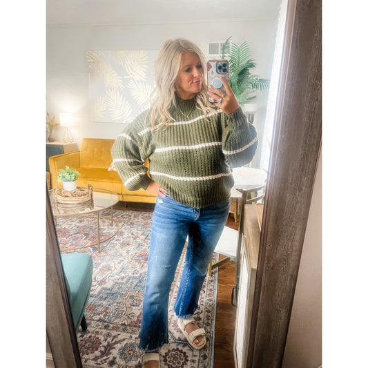 Olive Striped Sweater