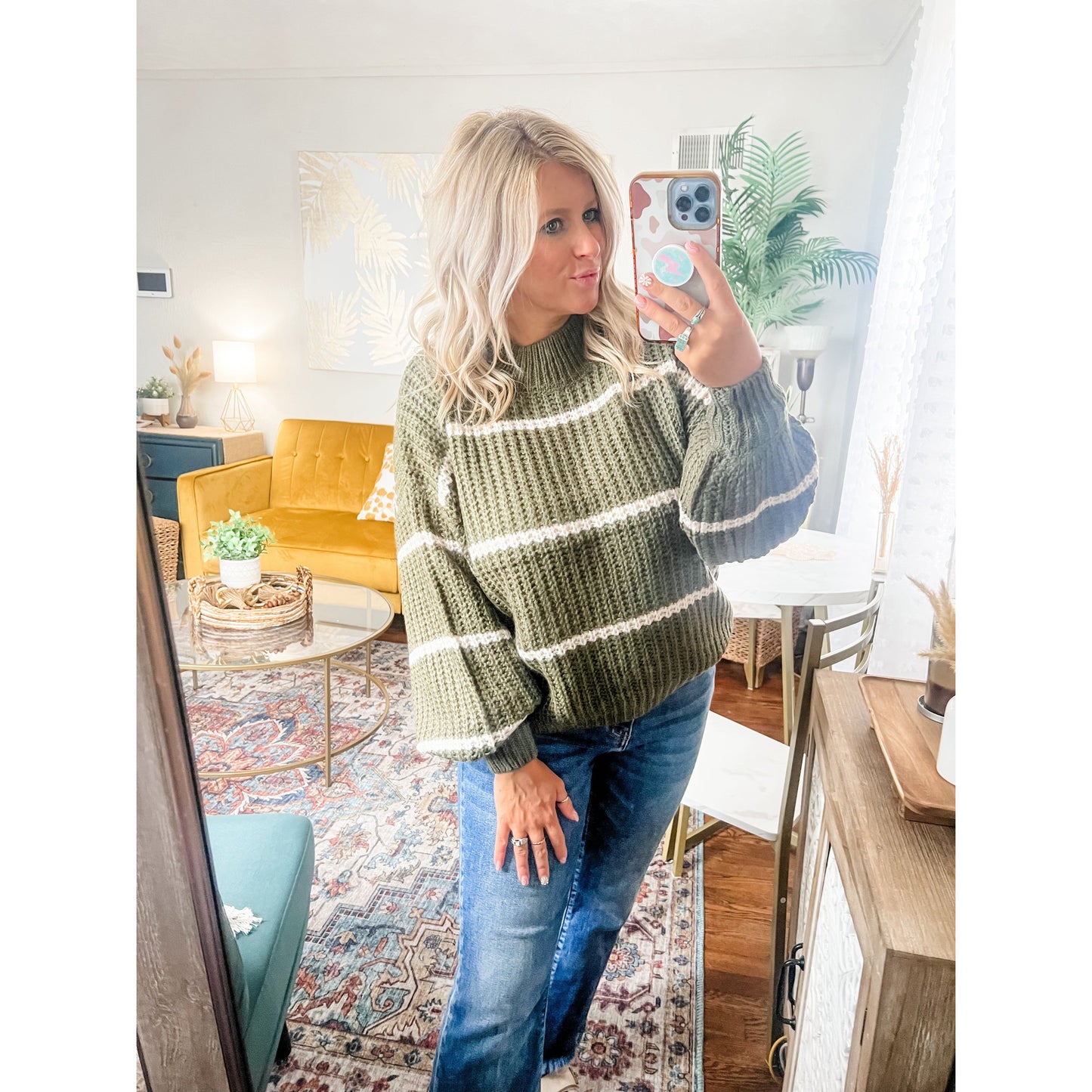 Olive Striped Sweater