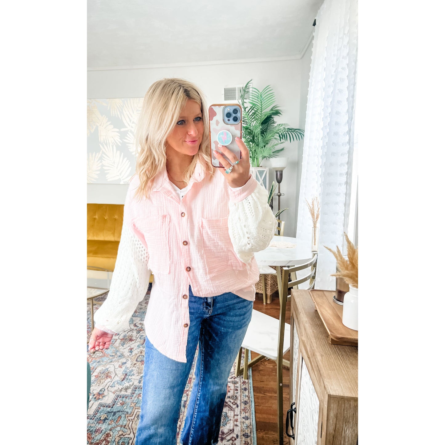 Pink Button Down Top