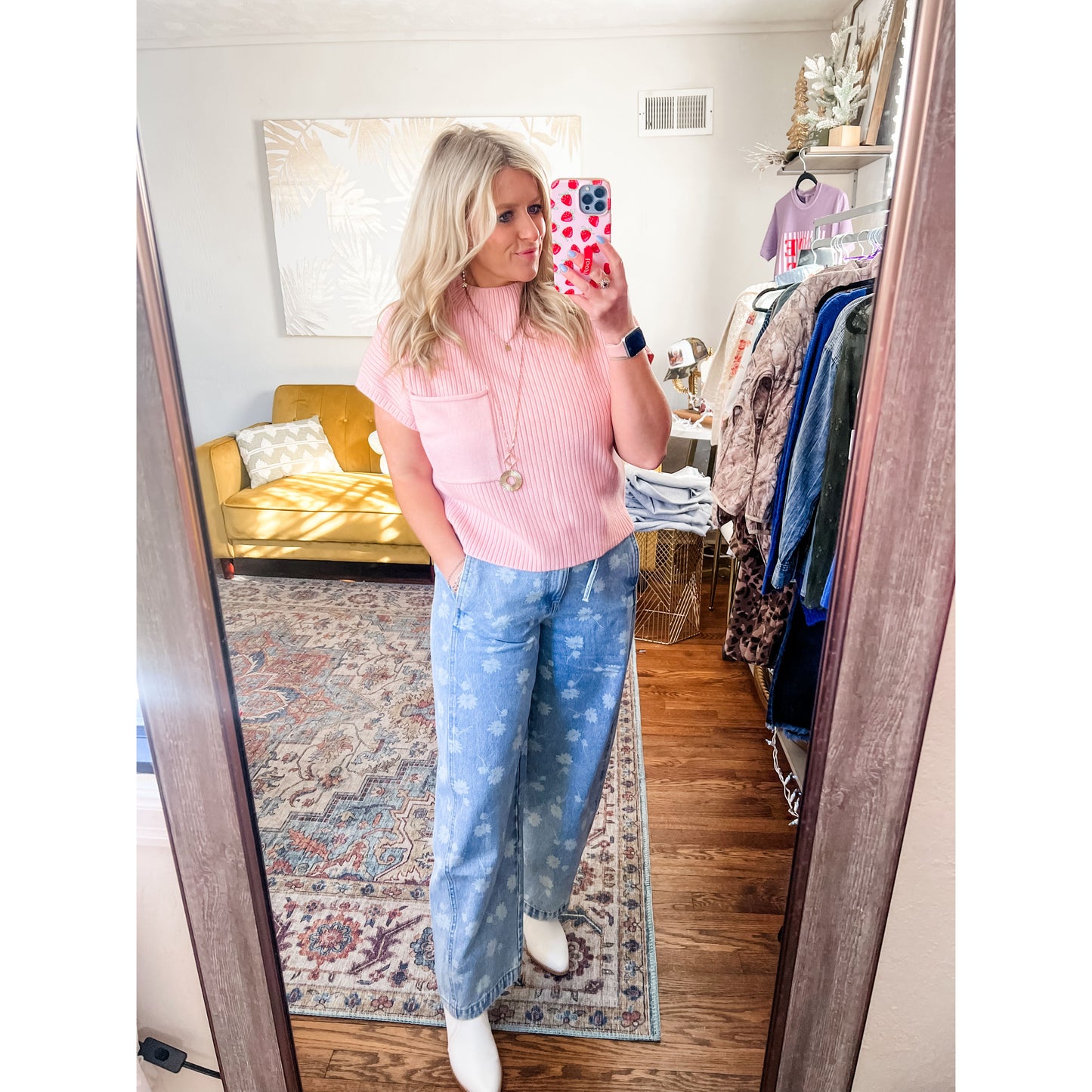 Blush Pink Short Sleeve Sweater