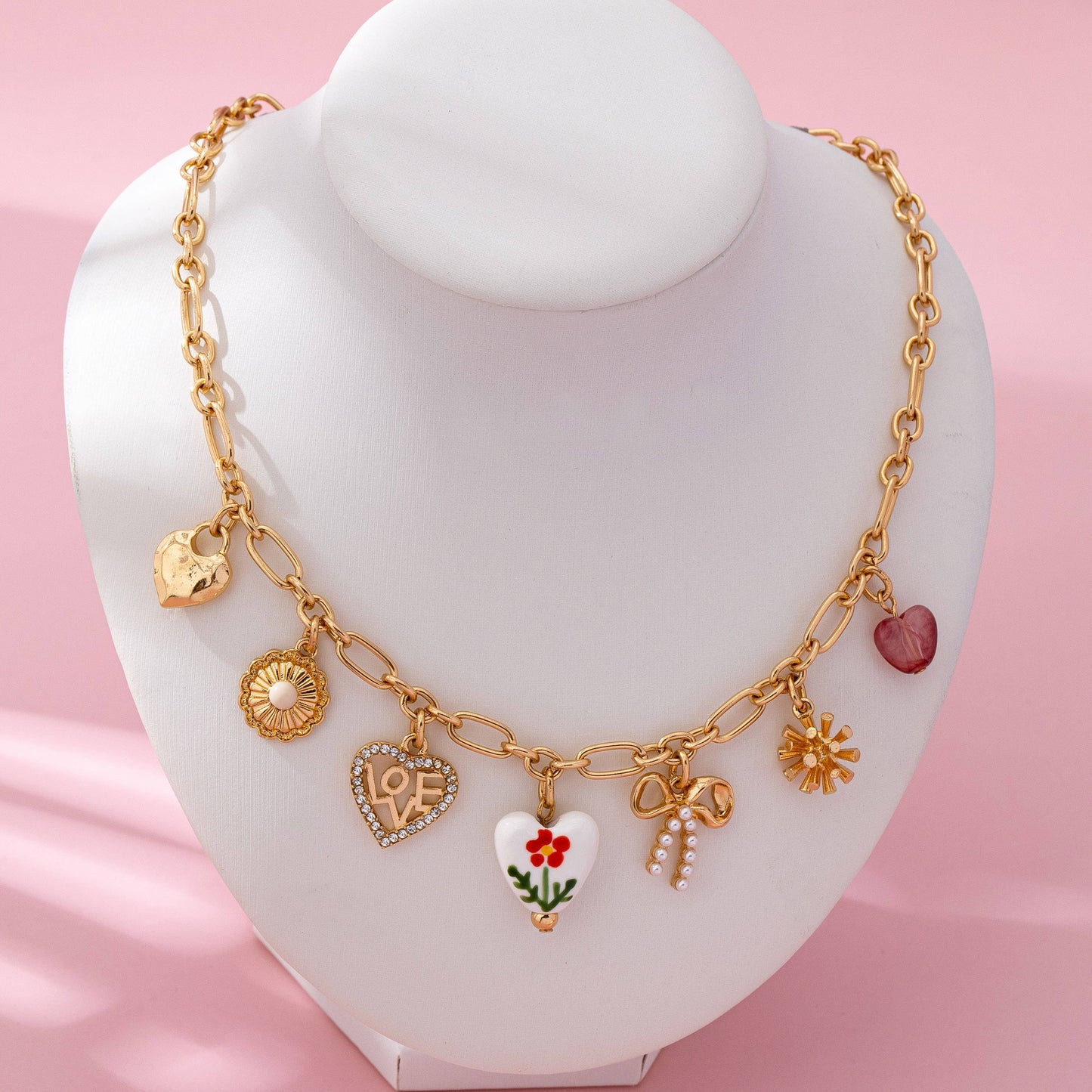Spring Heart Charm Necklace