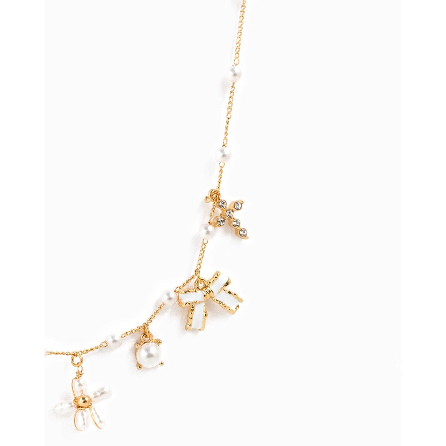 Pearl Flower Multi Charm Necklace