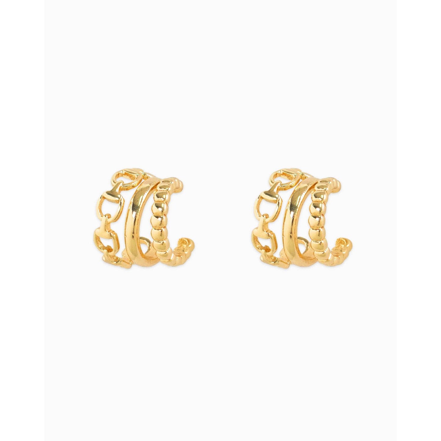 3-Line Horsebit Hoop Earrings