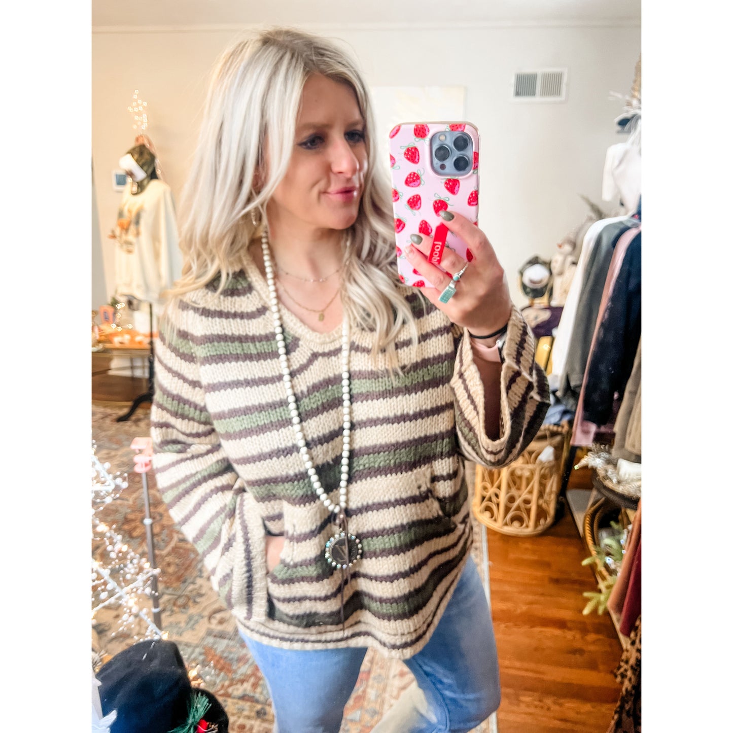 Taupe Striped Sweater