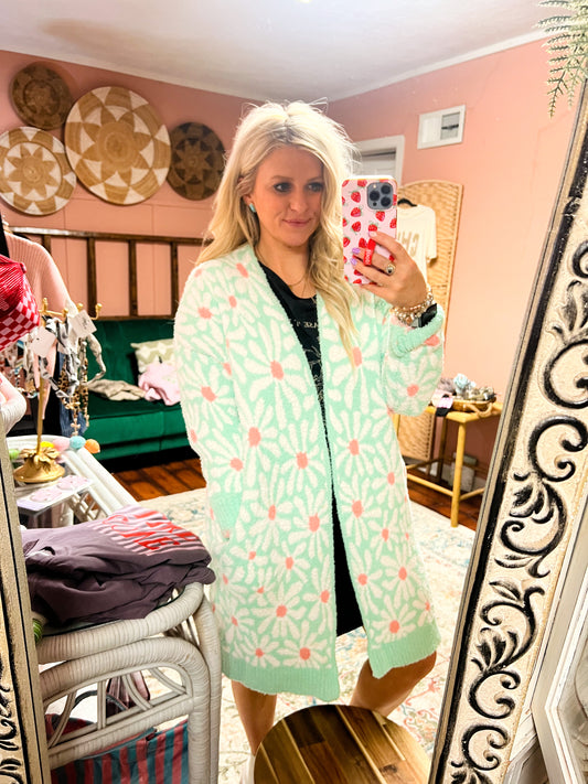 Cloud Cardigan Mint Daisy