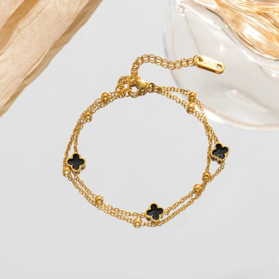 Double Clover Charm Bracelet