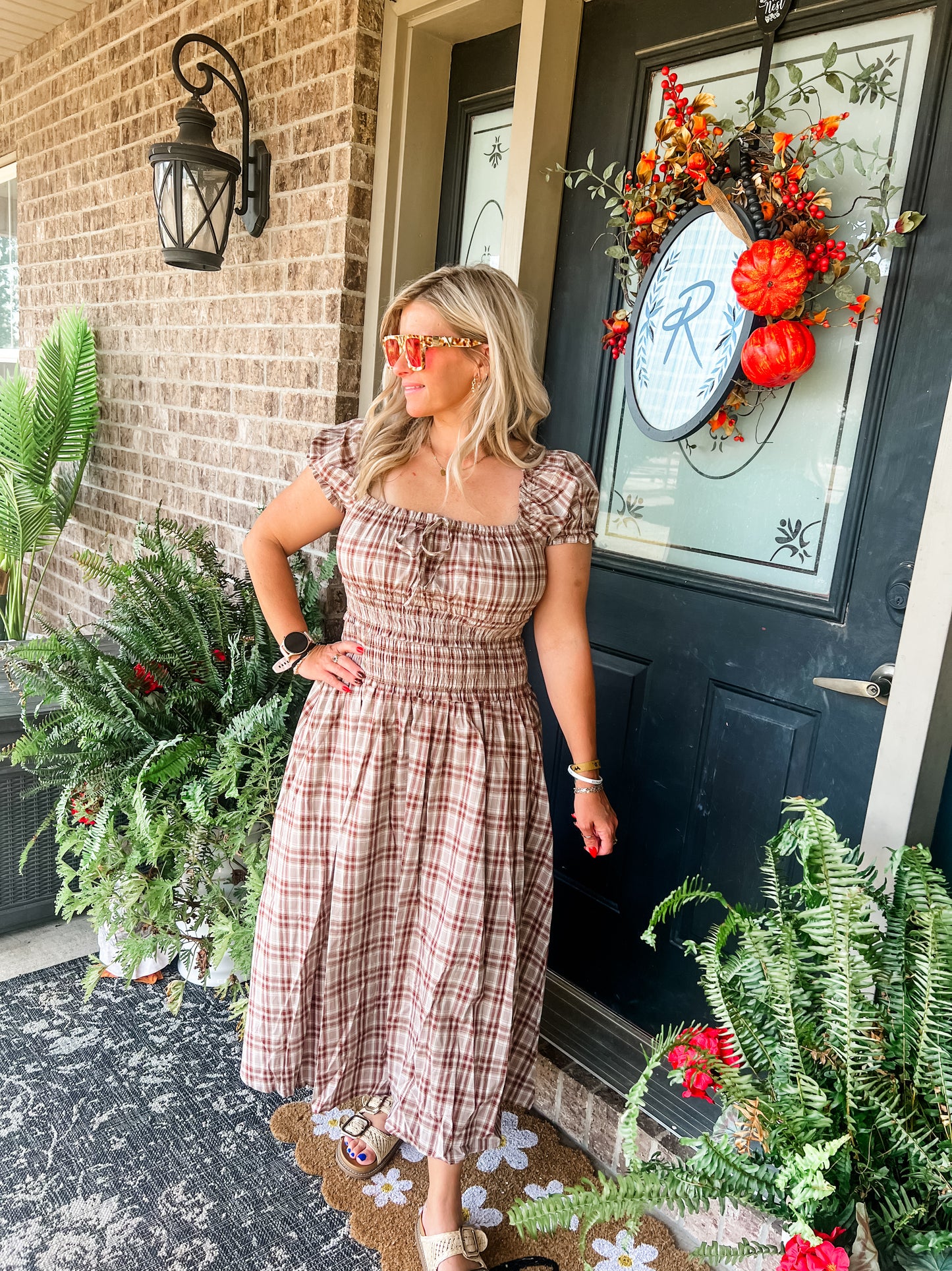 Plaid Fall Burgundy Dress