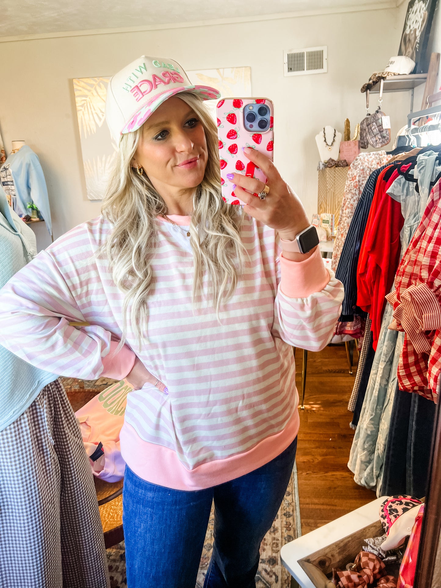 Spring Striped Crew Neck