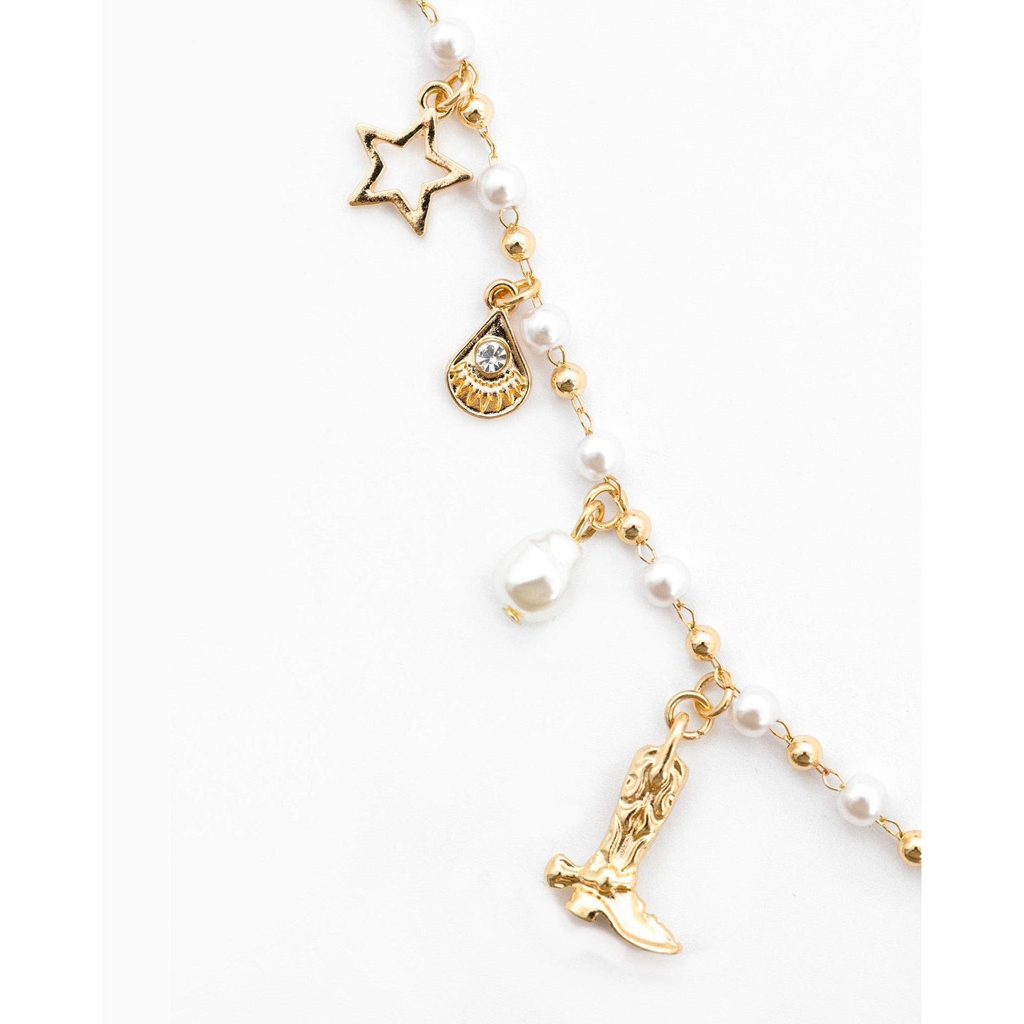 Western Icon Pearl Mix Chain Charm Necklace