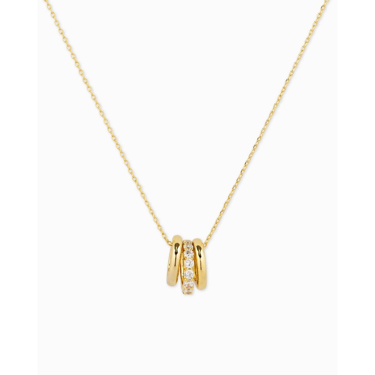 CZ Rondelle Charm Pendant Necklace