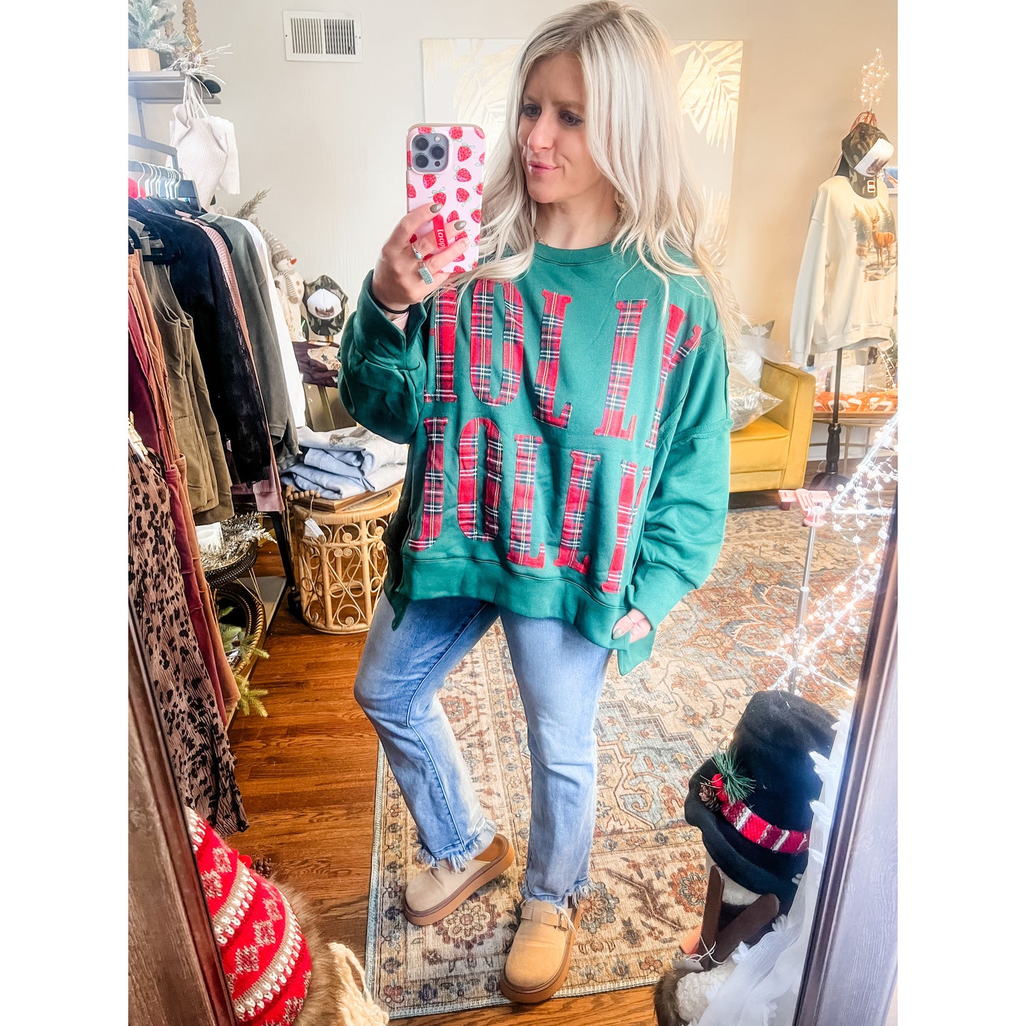 Holly Jolly Plaid Sweatshirt