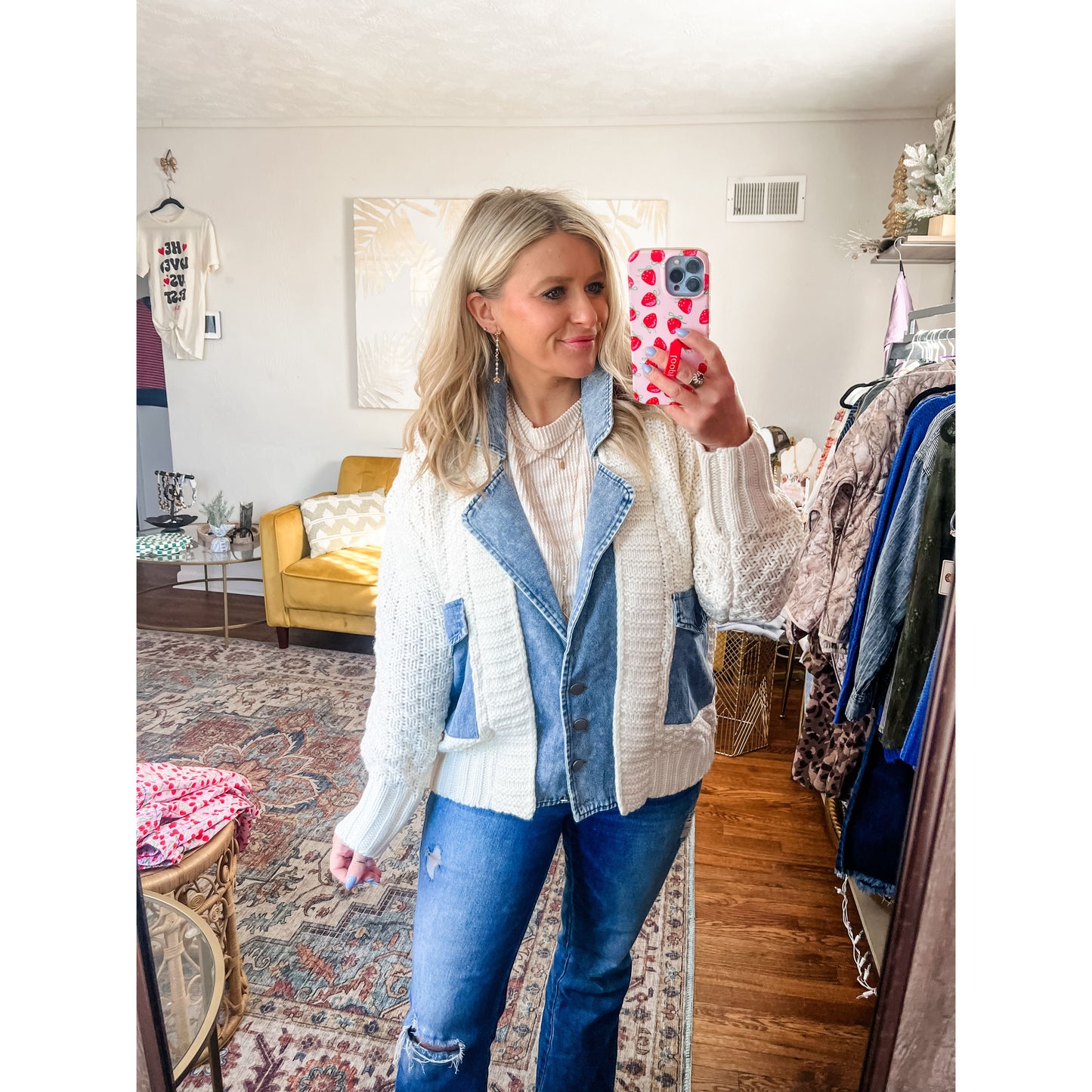 Cable Knit Denim Jacket