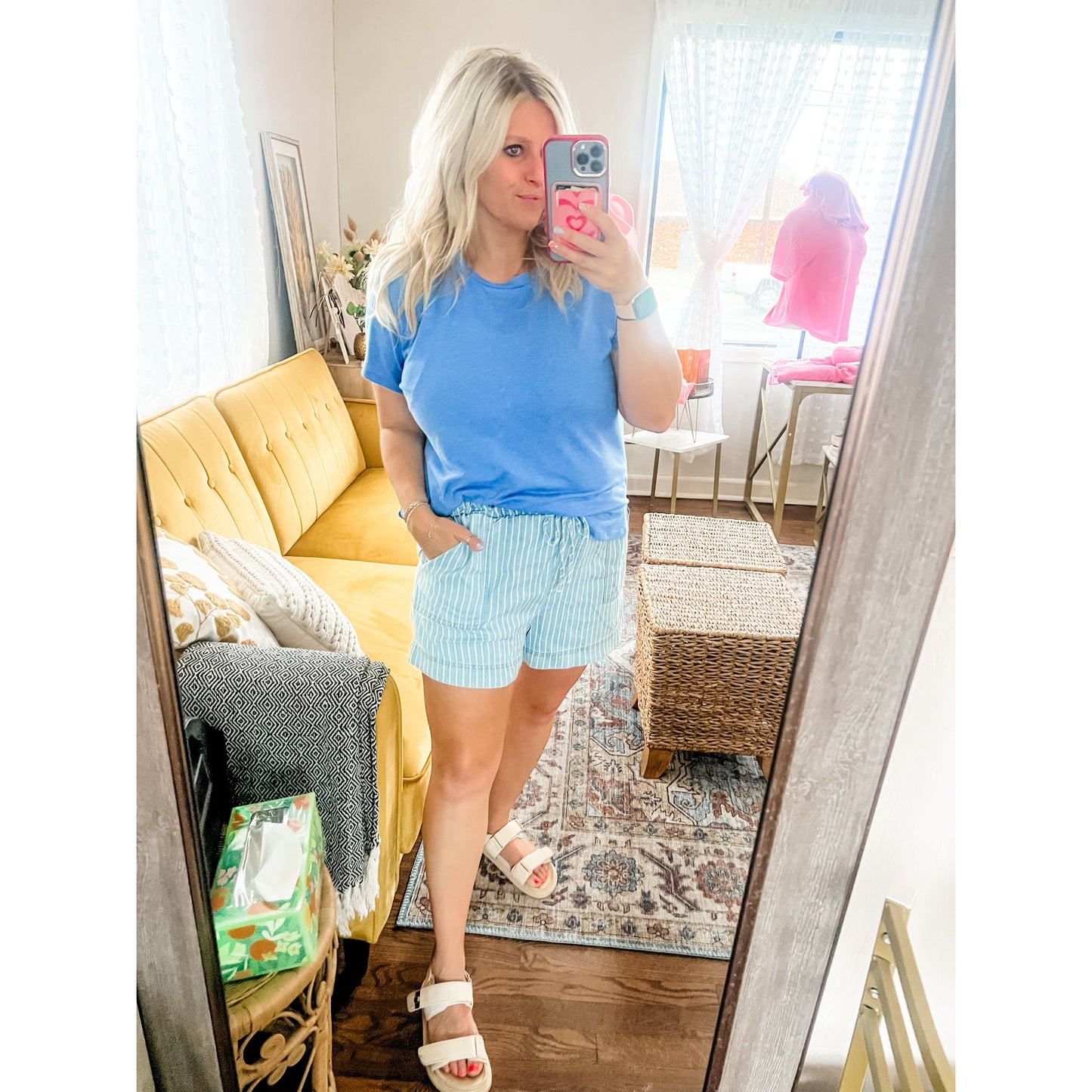 Chambray Pinstripe Shorts