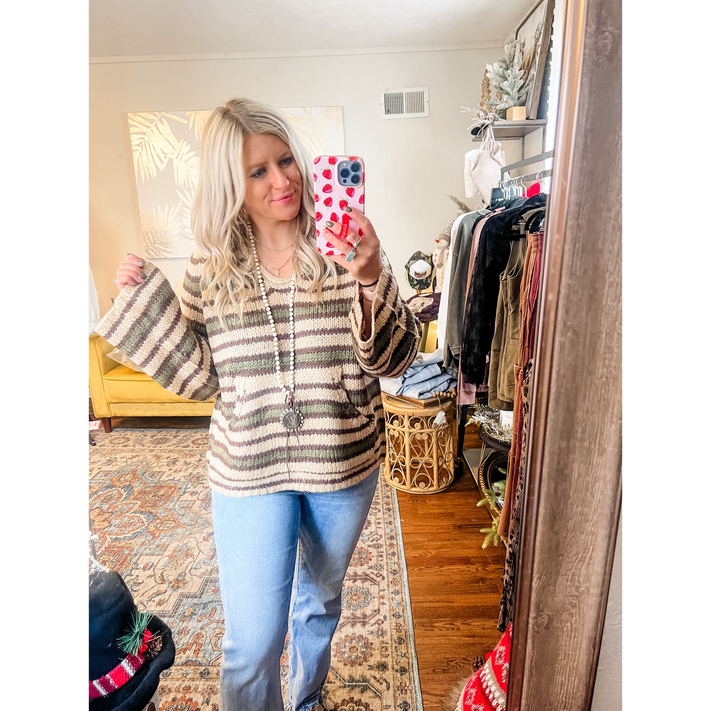 Taupe Striped Sweater