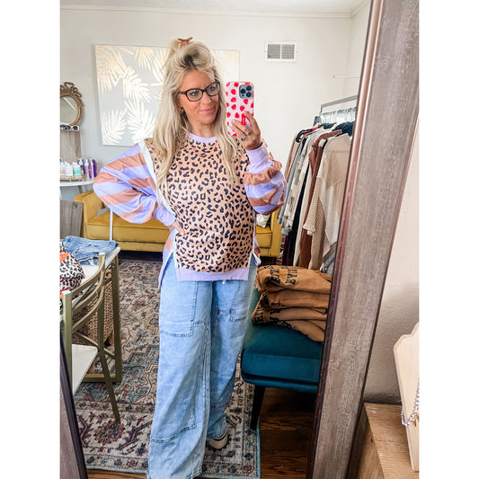 Leopard and Stripes Sweatshirt