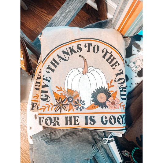 Khaki Give Thanks to the Lord Tee