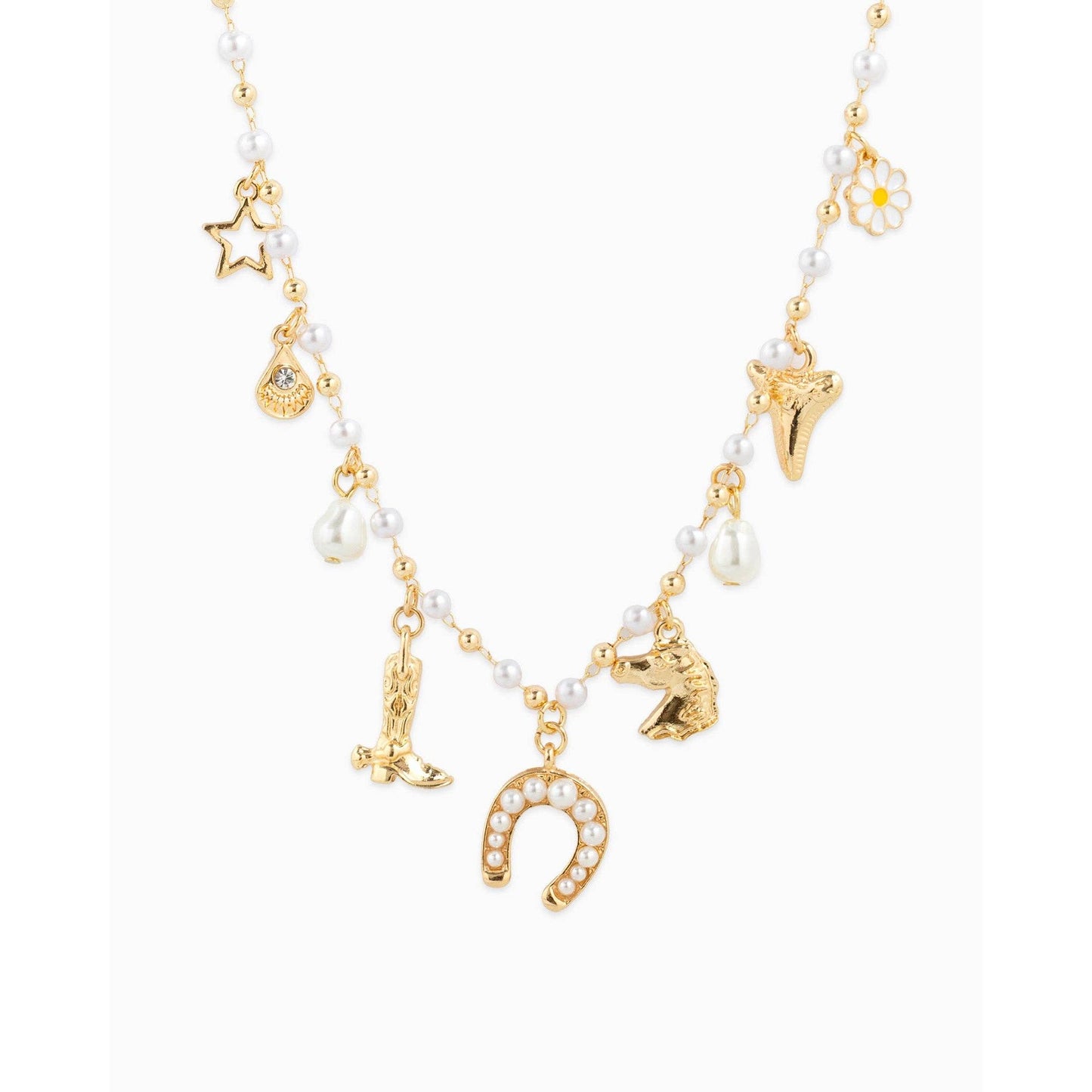 Western Icon Pearl Mix Chain Charm Necklace