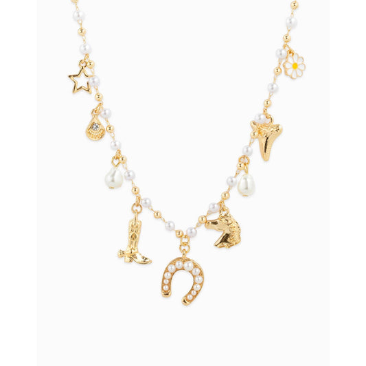 Western Icon Pearl Mix Chain Charm Necklace