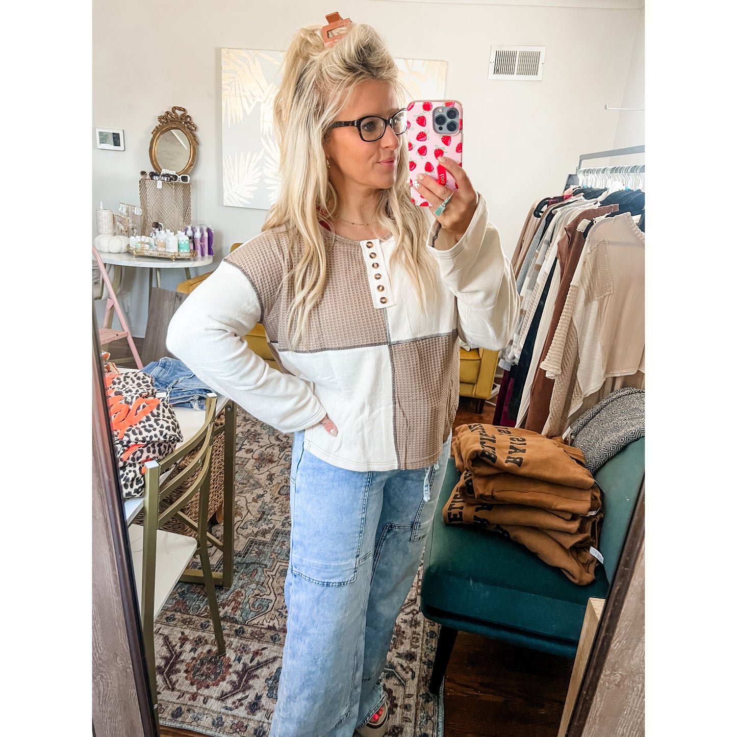Fall Waffle Knit Top