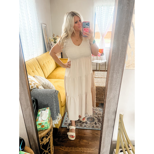 Oatmeal Flutter Sleeve Maxi